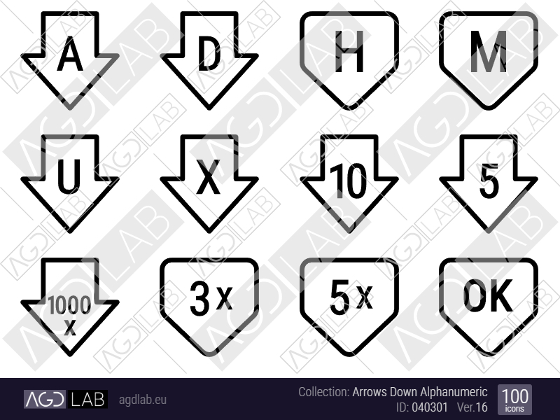Arrows Down Alphanumeric