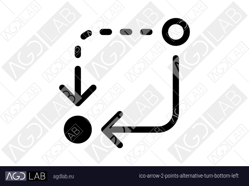 Arrow 2 points alternative turn bottom left icon