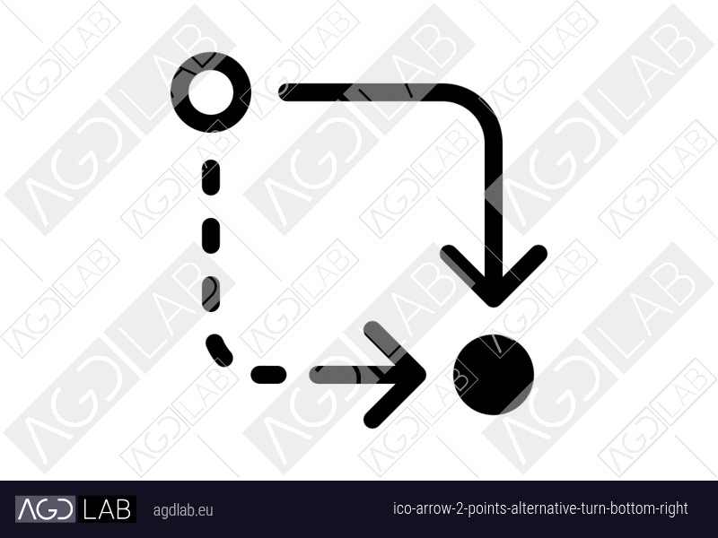 Arrow 2 points alternative turn bottom right icon