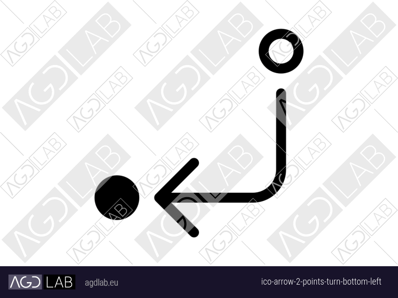 Arrow 2 points turn bottom left icon