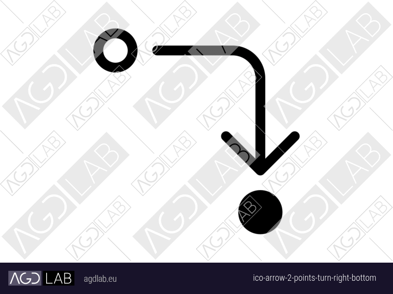 Arrow 2 points turn right bottom icon
