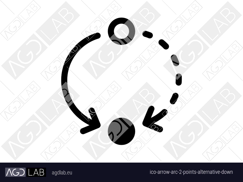 Arrow arc 2 points alternative down icon