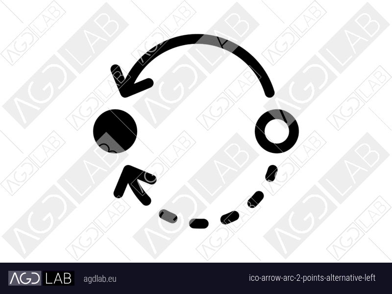 Arrow arc 2 points alternative left icon