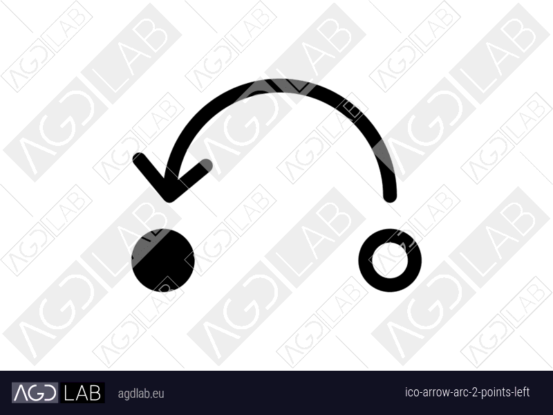 Arrow arc 2 points left icon