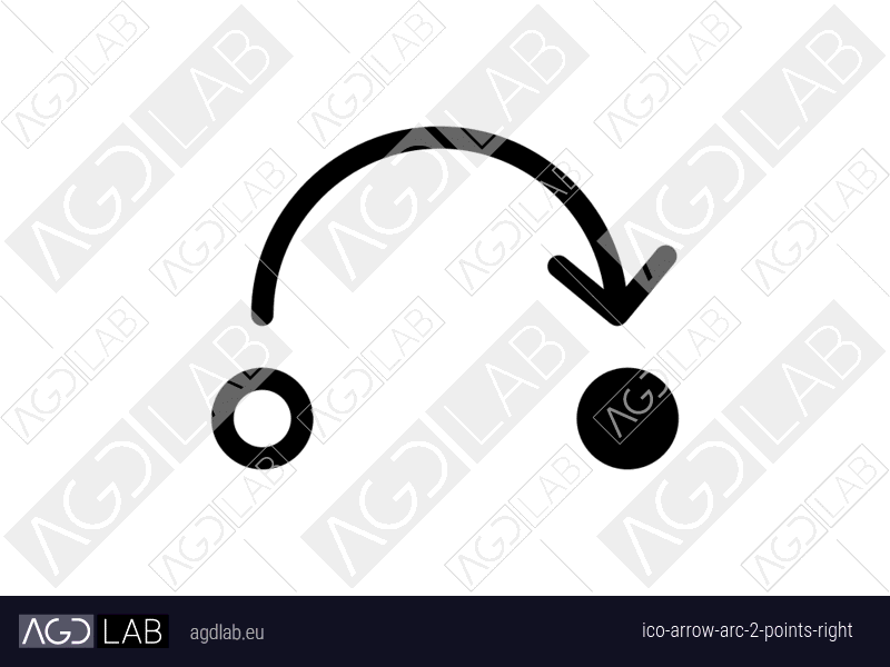 Arrow arc 2 points right icon