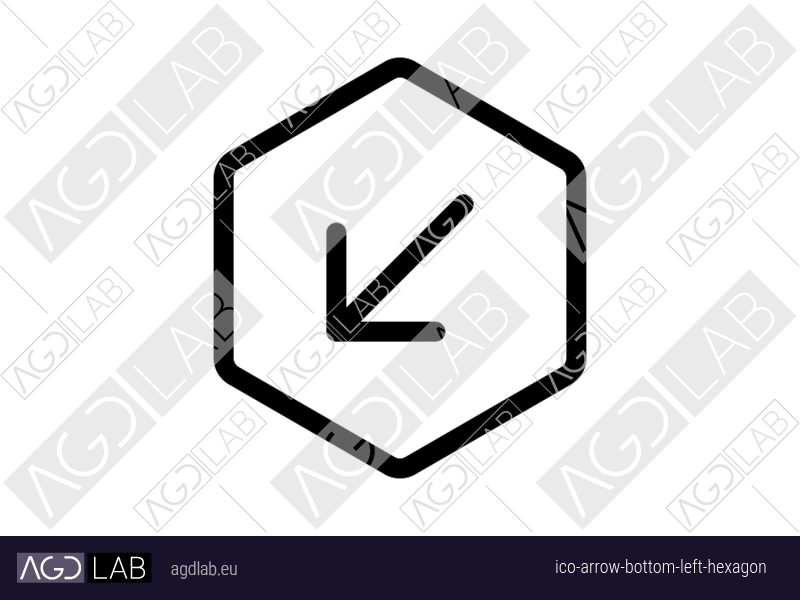 Arrow bottom left hexagon icon