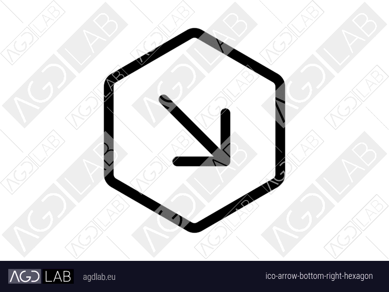 Arrow bottom right hexagon icon