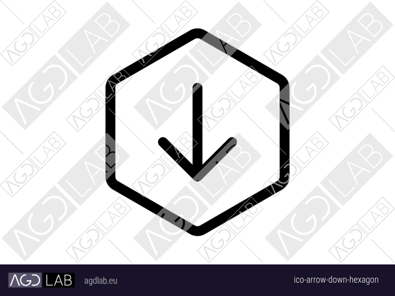 Arrow down hexagon icon