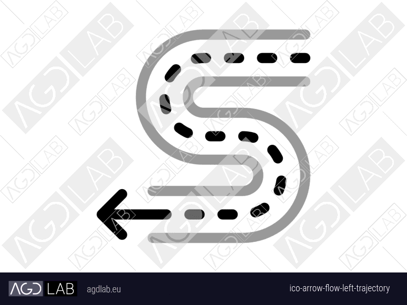 Arrow flow left trajectory icon