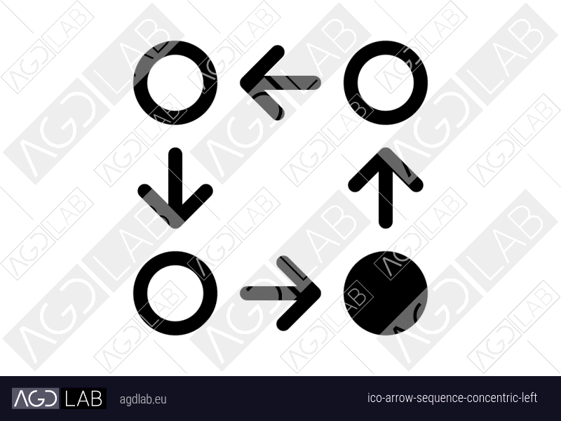 Arrow sequence concentric left icon