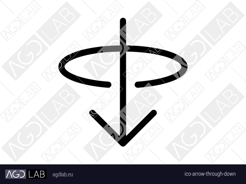 Arrow through down icon