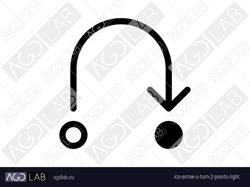 Arrow U turn 2 points right icon
