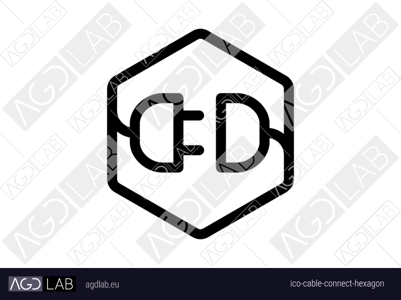 Cable connect hexagon icon