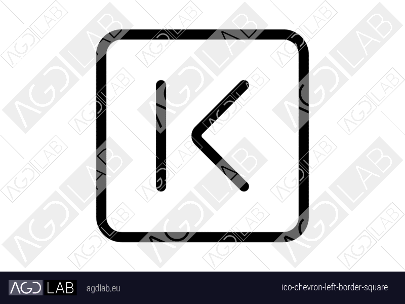 Chevron left border square icon
