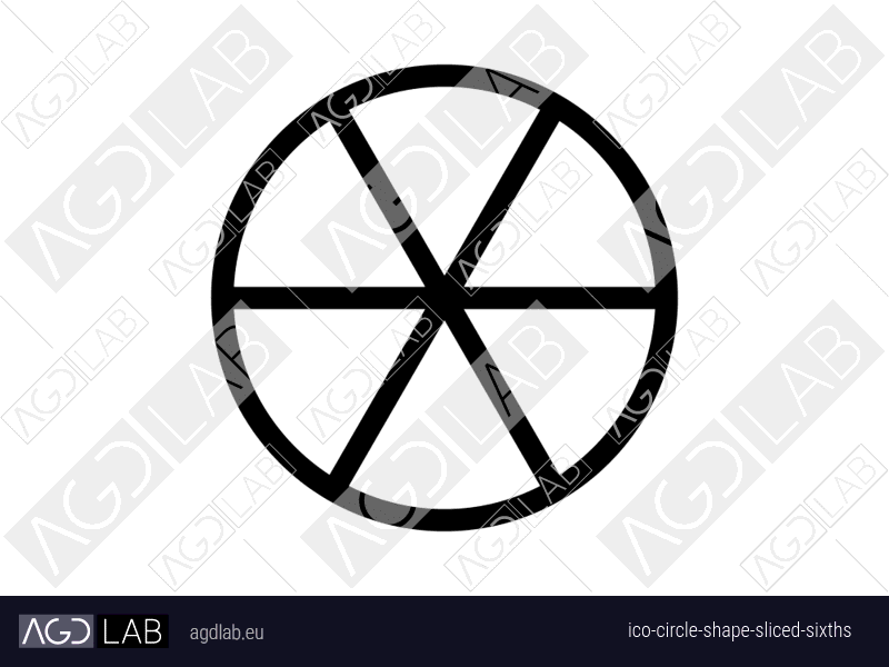 Circle shape sliced sixths icon