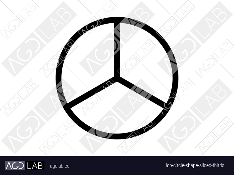 Circle shape sliced thirds icon