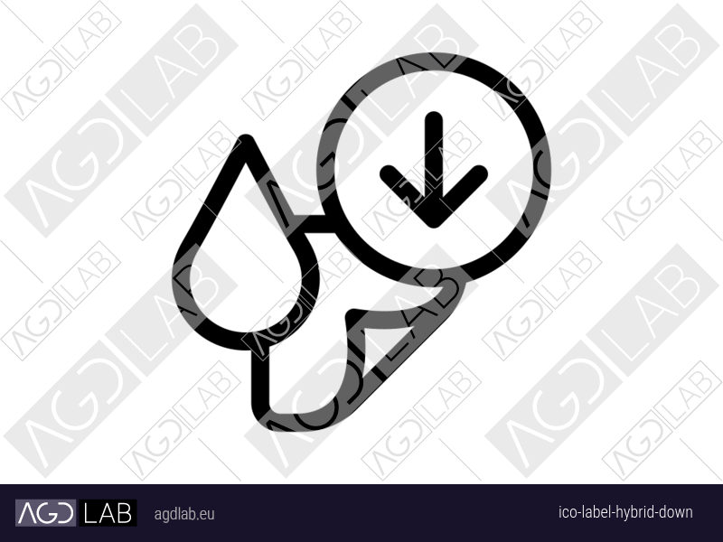 Label hybrid down icon