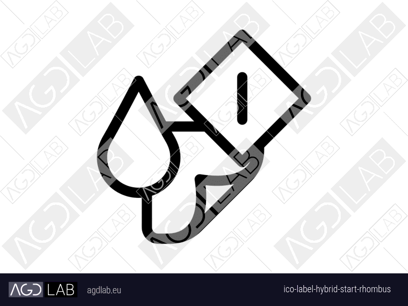 Label hybrid start rhombus icon