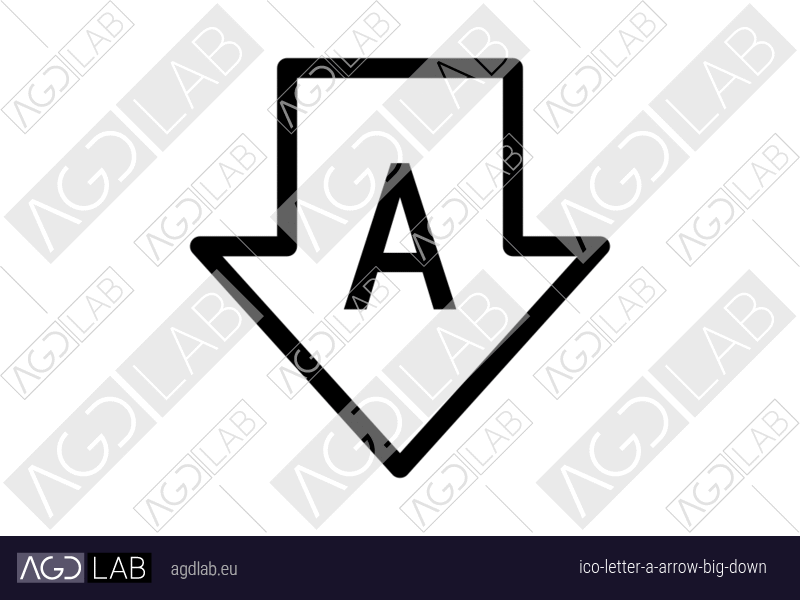 Letter A arrow big down icon