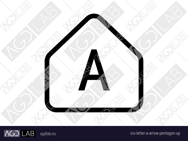 Letter A arrow pentagon up icon