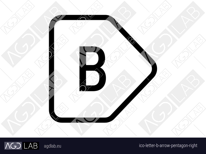 Letter B arrow pentagon right icon