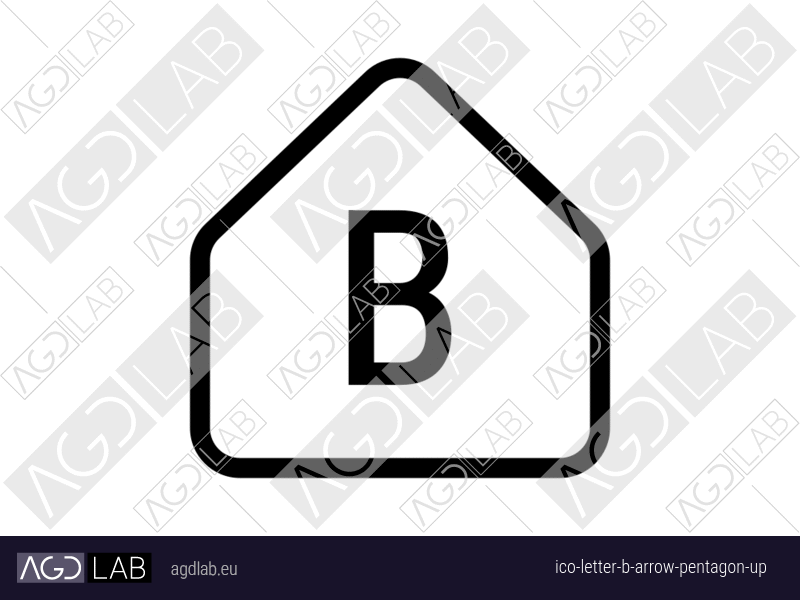 Letter B arrow pentagon up icon
