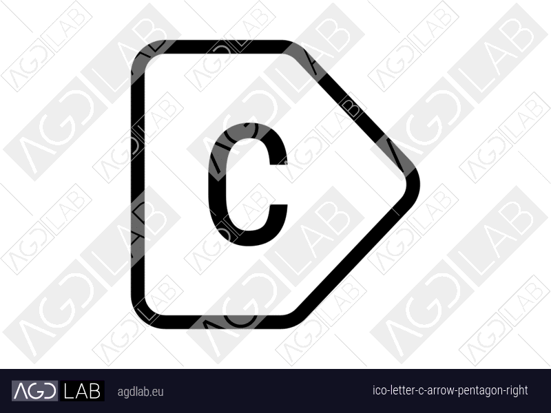 Letter C arrow pentagon right icon