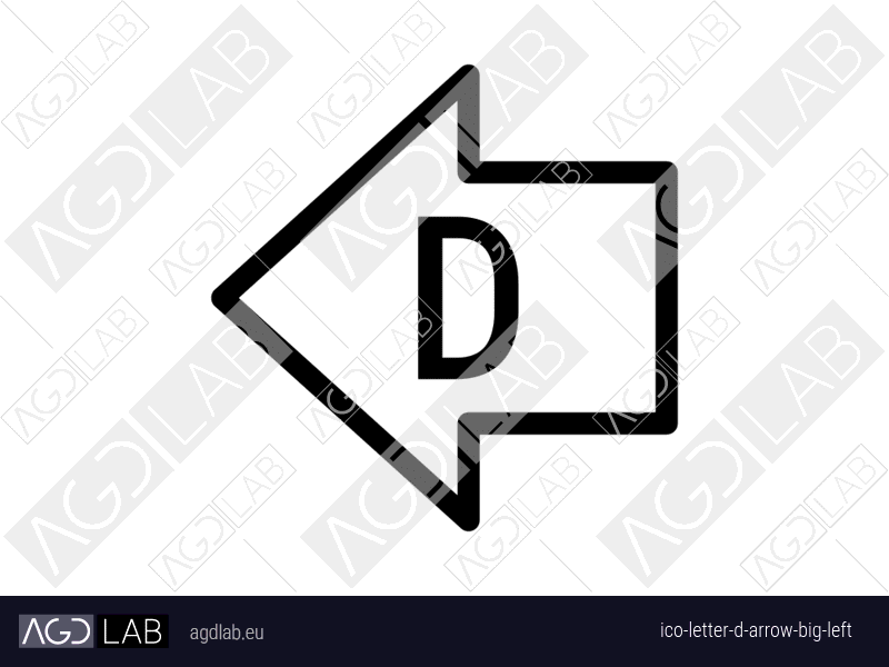 Letter D arrow big left icon