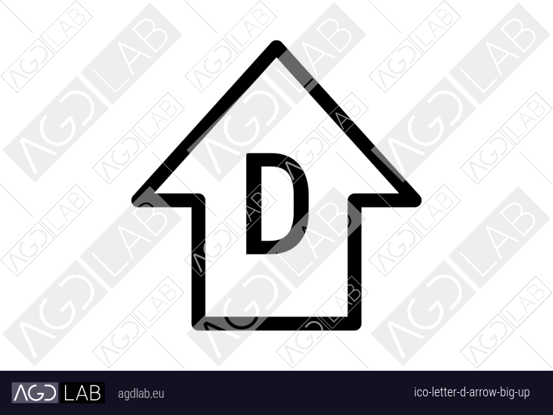 Letter D arrow big up icon