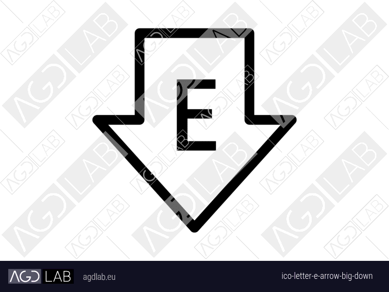 Letter E arrow big down icon