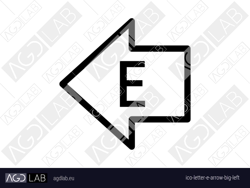 Letter E arrow big left icon