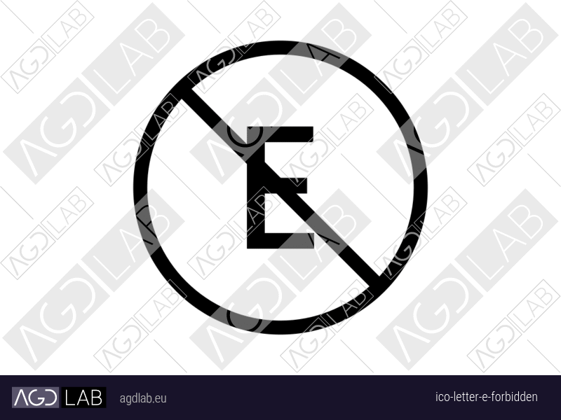 Letter E forbidden icon