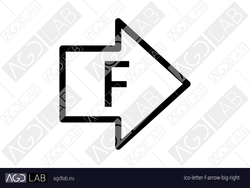 Letter F arrow big right icon