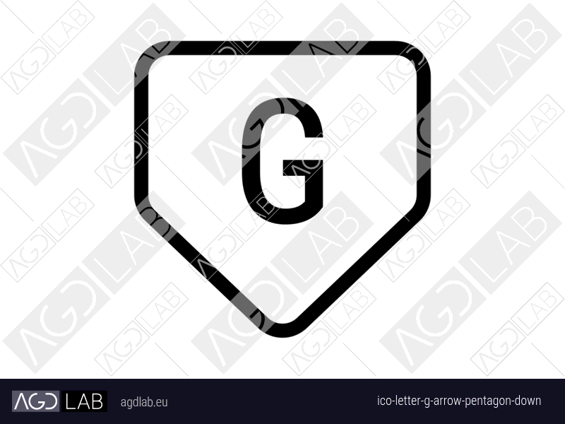 Letter G arrow pentagon down icon