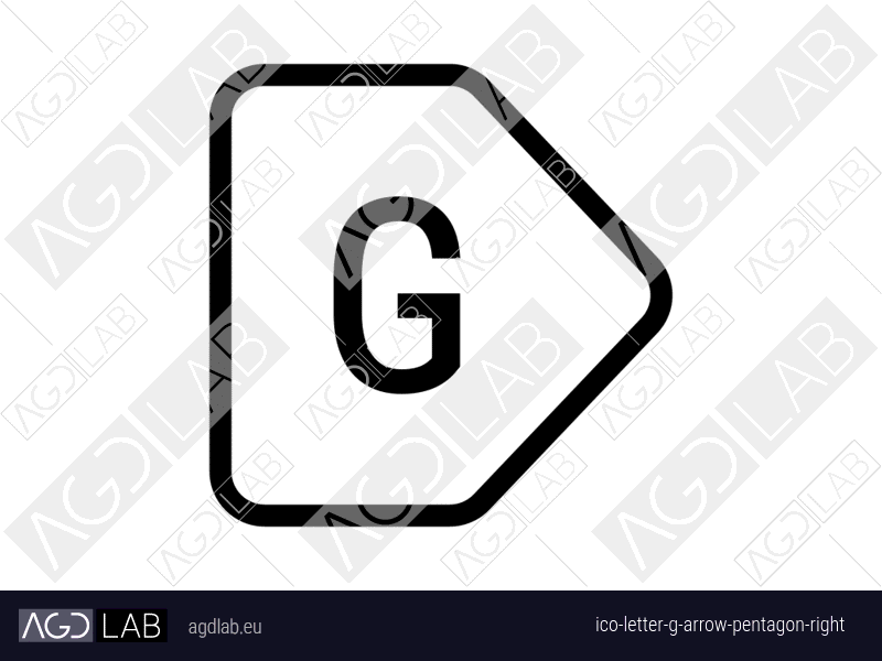 Letter G arrow pentagon right icon