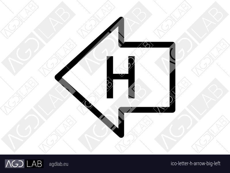 Letter H arrow big left icon