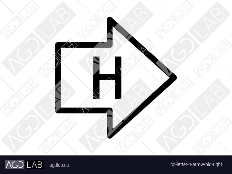 Letter H arrow big right icon