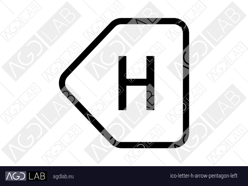 Letter H arrow pentagon left icon