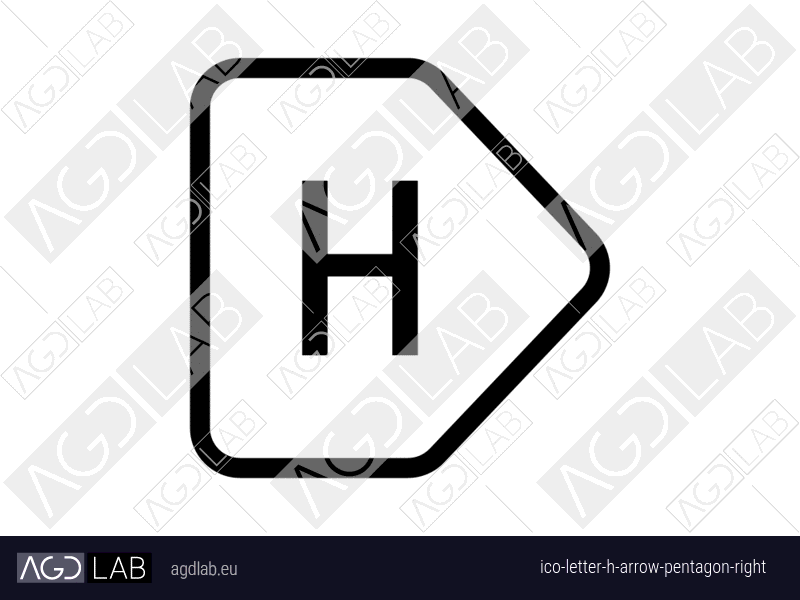 Letter H arrow pentagon right icon