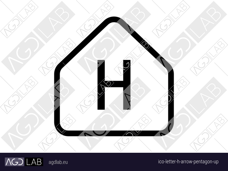Letter H arrow pentagon up icon
