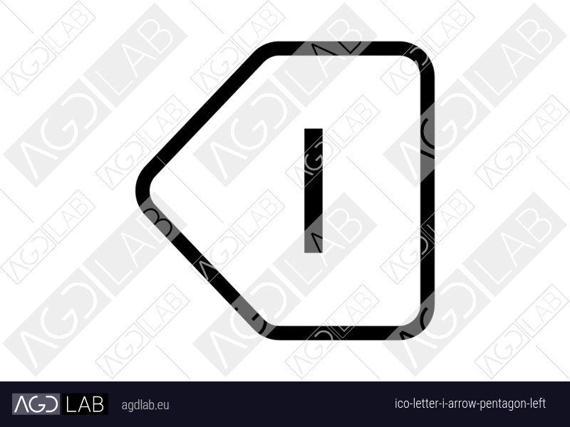 Letter I arrow pentagon left icon
