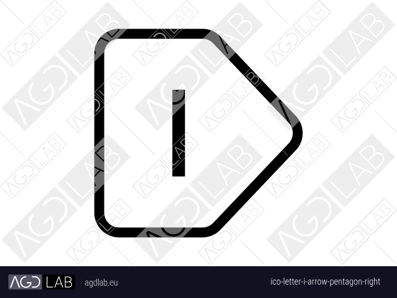 Letter I arrow pentagon right icon