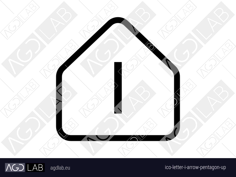 Letter I arrow pentagon up icon