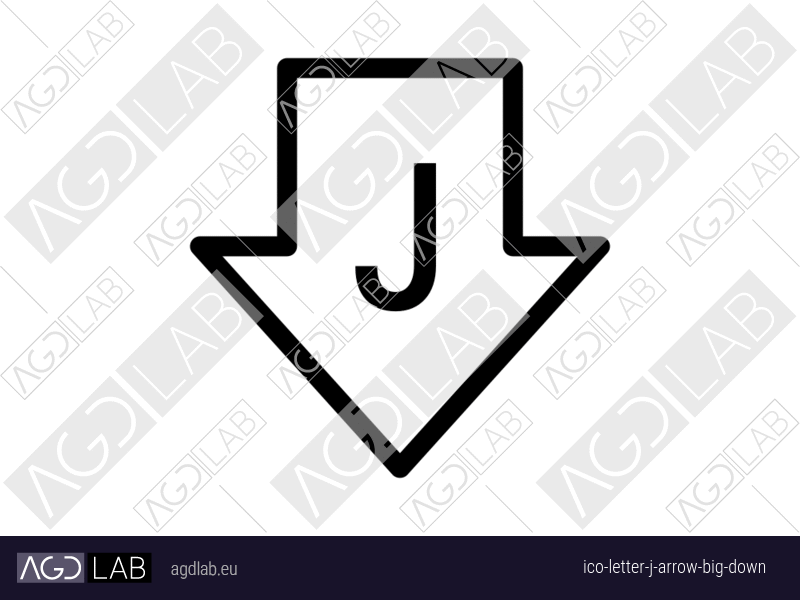 Letter J arrow big down icon