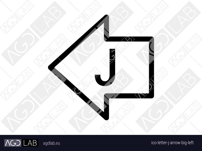 Letter J arrow big left icon
