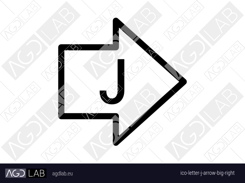Letter J arrow big right icon