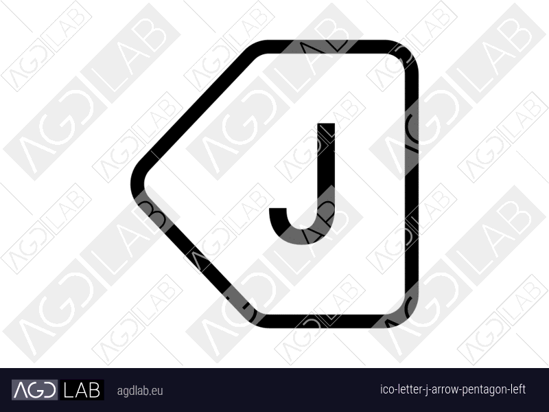 Letter J arrow pentagon left icon