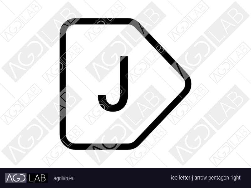 Letter J arrow pentagon right icon