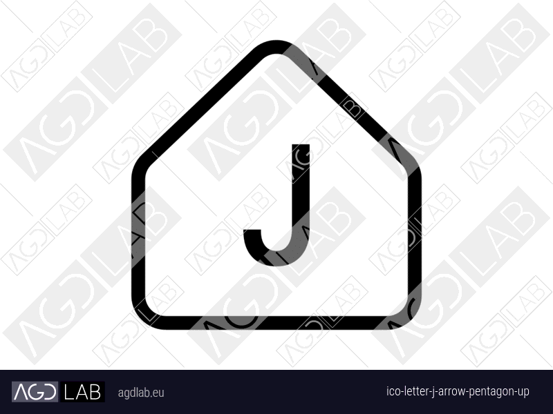 Letter J arrow pentagon up icon