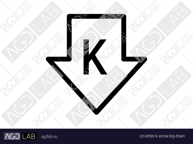 Letter K arrow big down icon